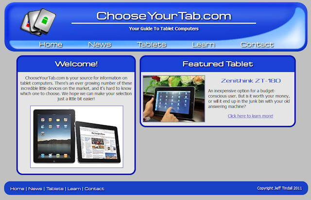 Choose Your Tab Front Page